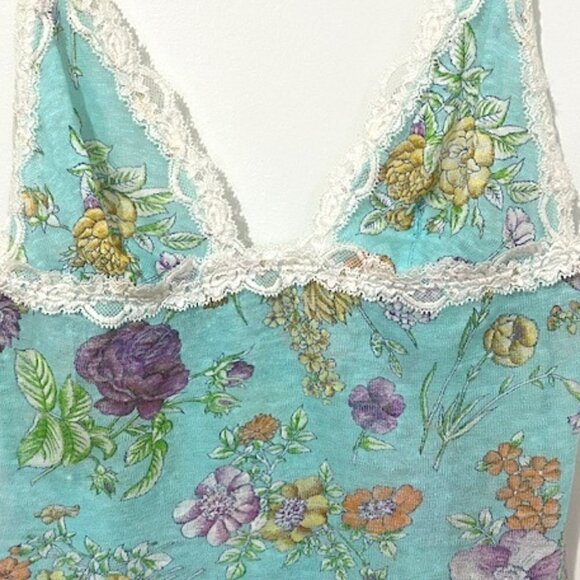 Andres Sarda Floral Print Mesh Lace Cami Size L - Picture 2 of 5